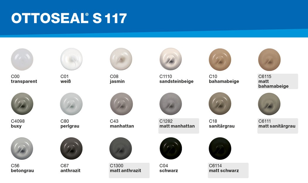 Kleurmogelijkheden Ottoseal S117