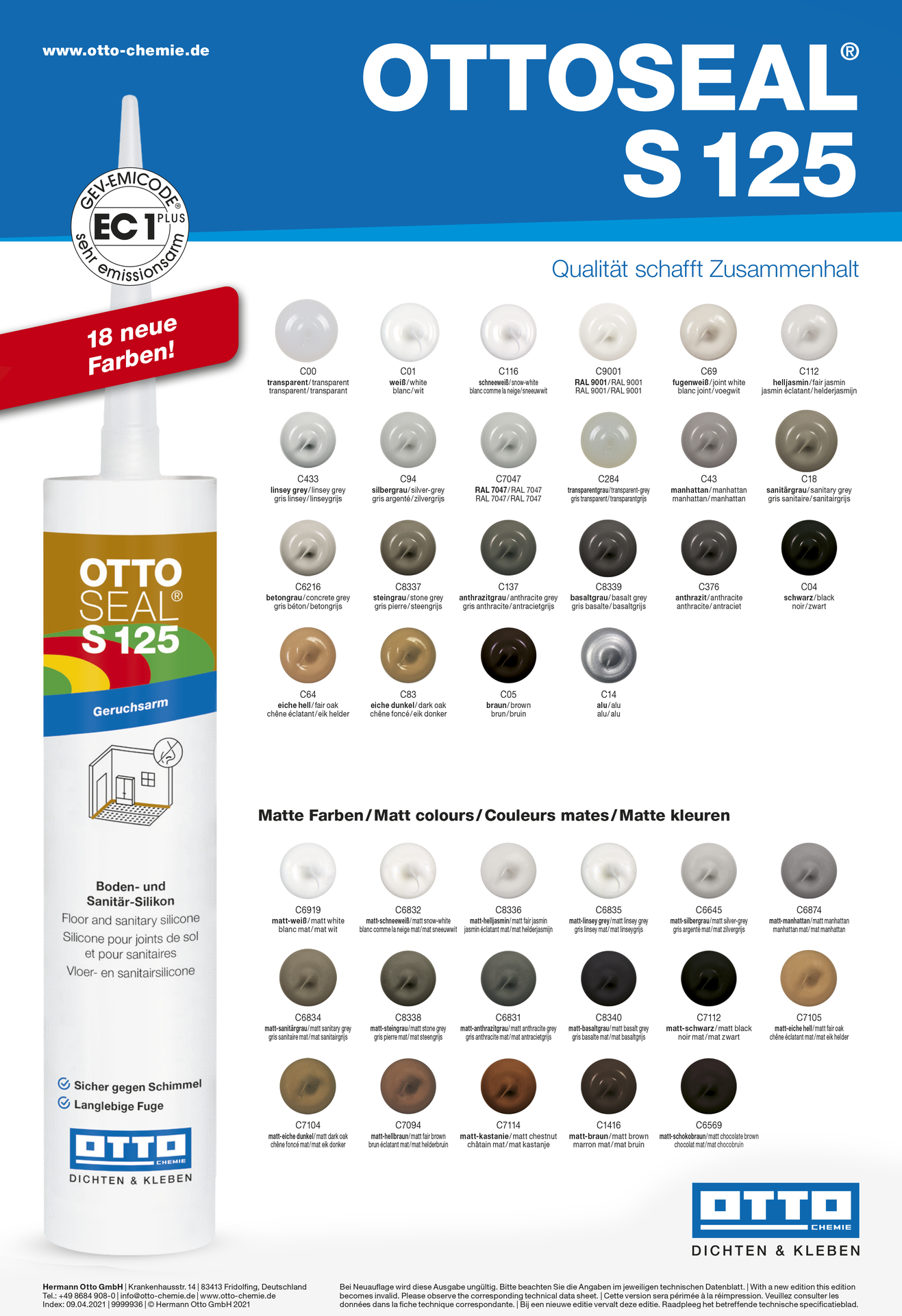 Ottoseal_s125_kleurenkaart